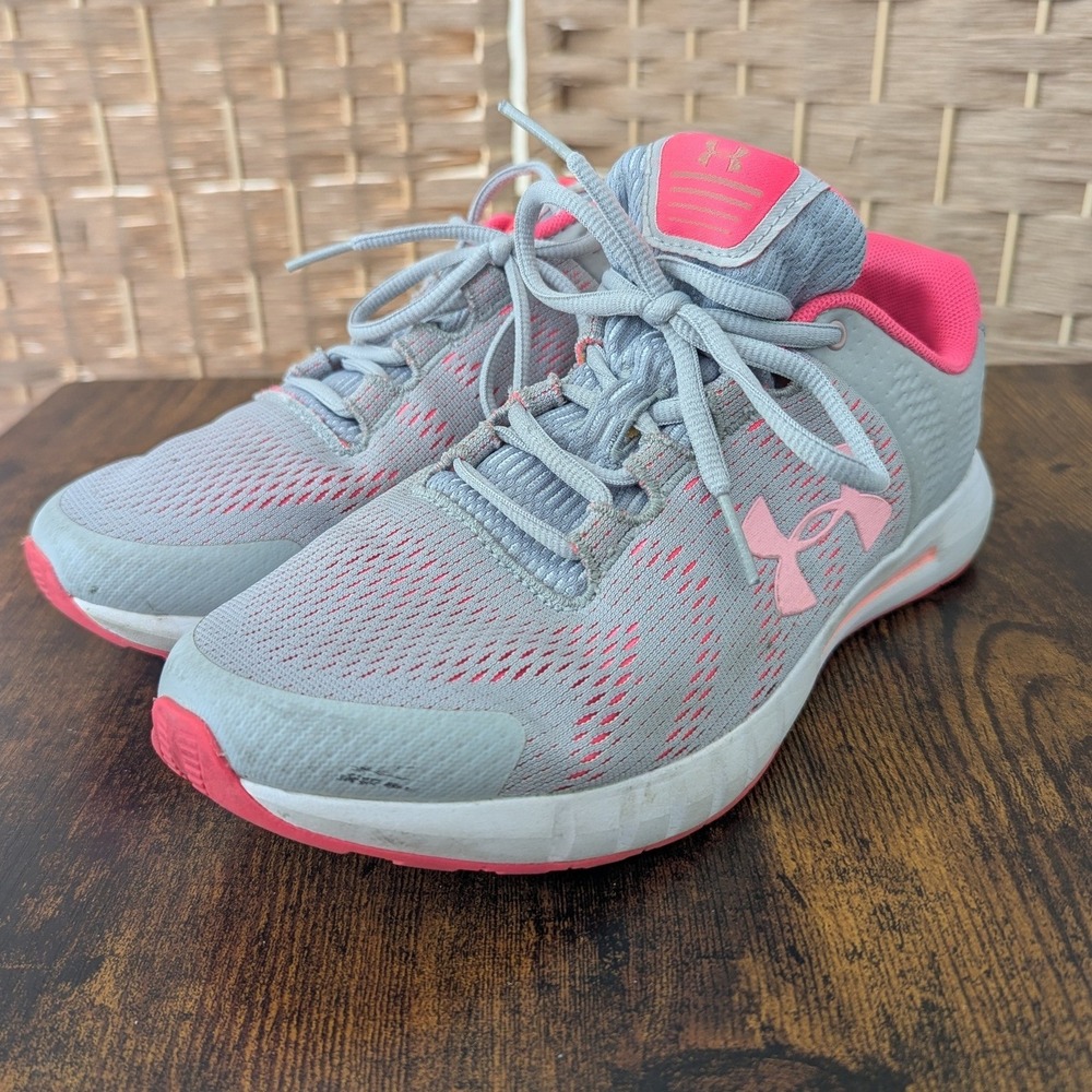 Under Armour GS Pursuit BP Grey Pink Running Shoes Youth 7Y Athletic Activewear
